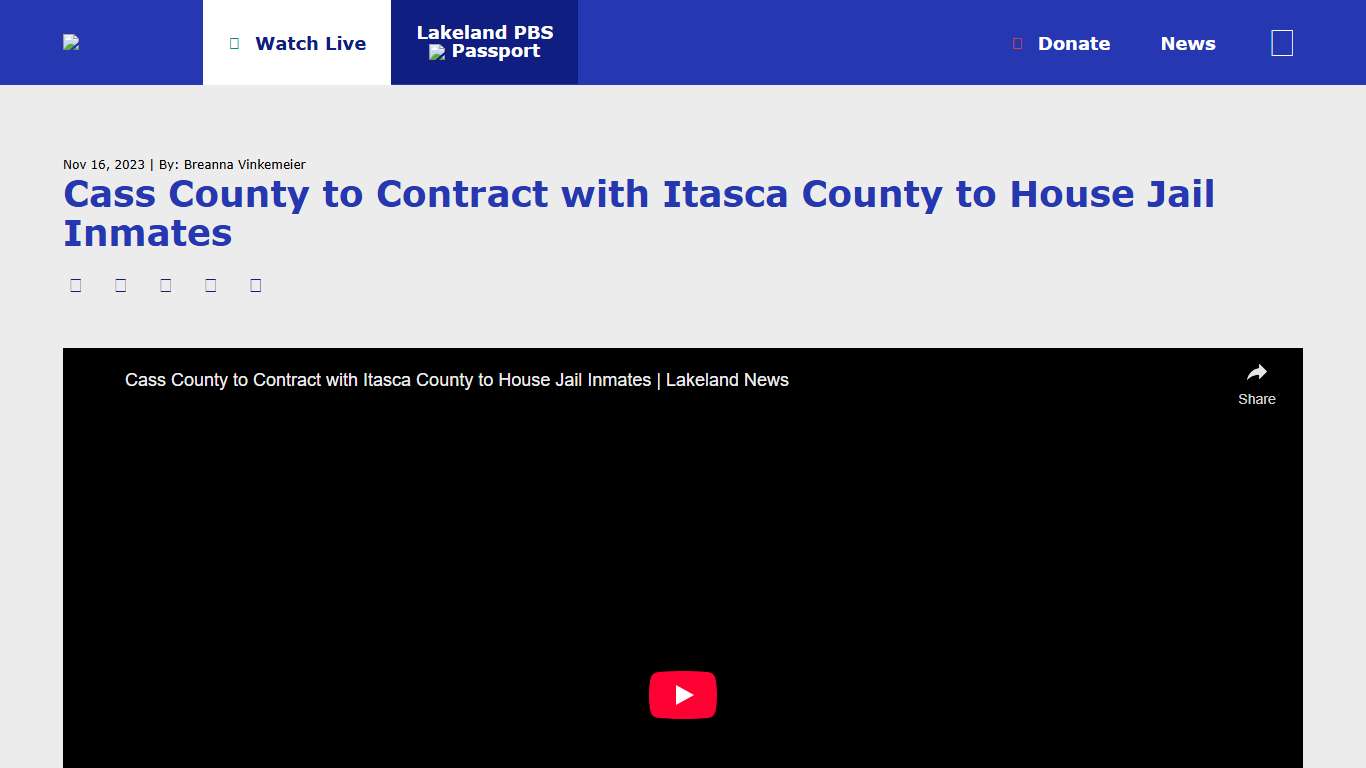 Cass County to Contract with Itasca County to House Jail Inmates - Lakeland PBS